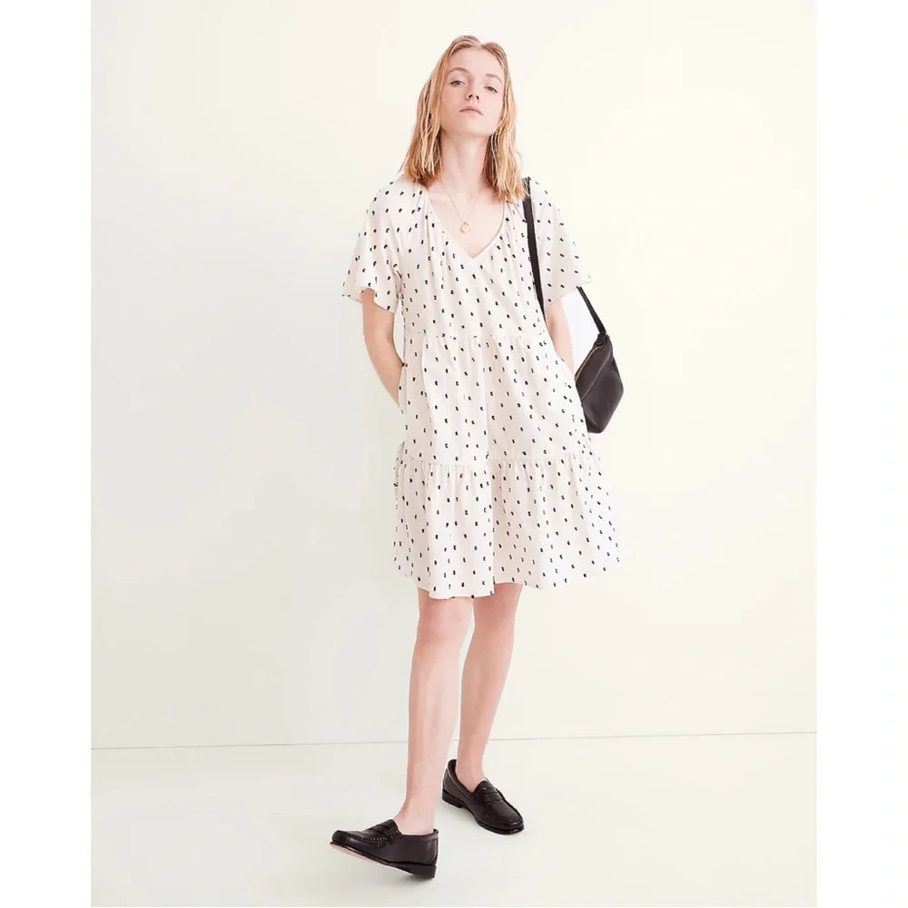 Madewell Cotton-Linen Lorelei Mini Dress in Clip Dot